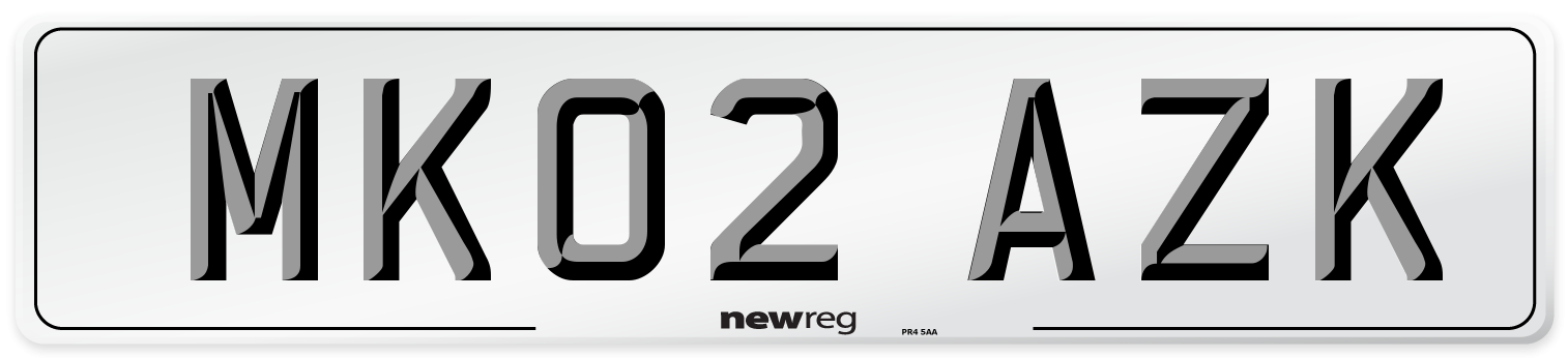 MK02 AZK Number Plate from New Reg